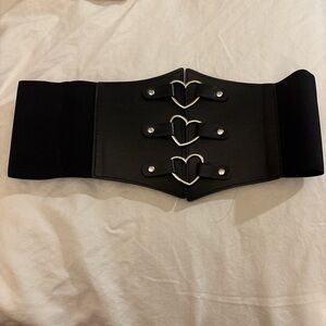 Black Corset Belt with Heart Details